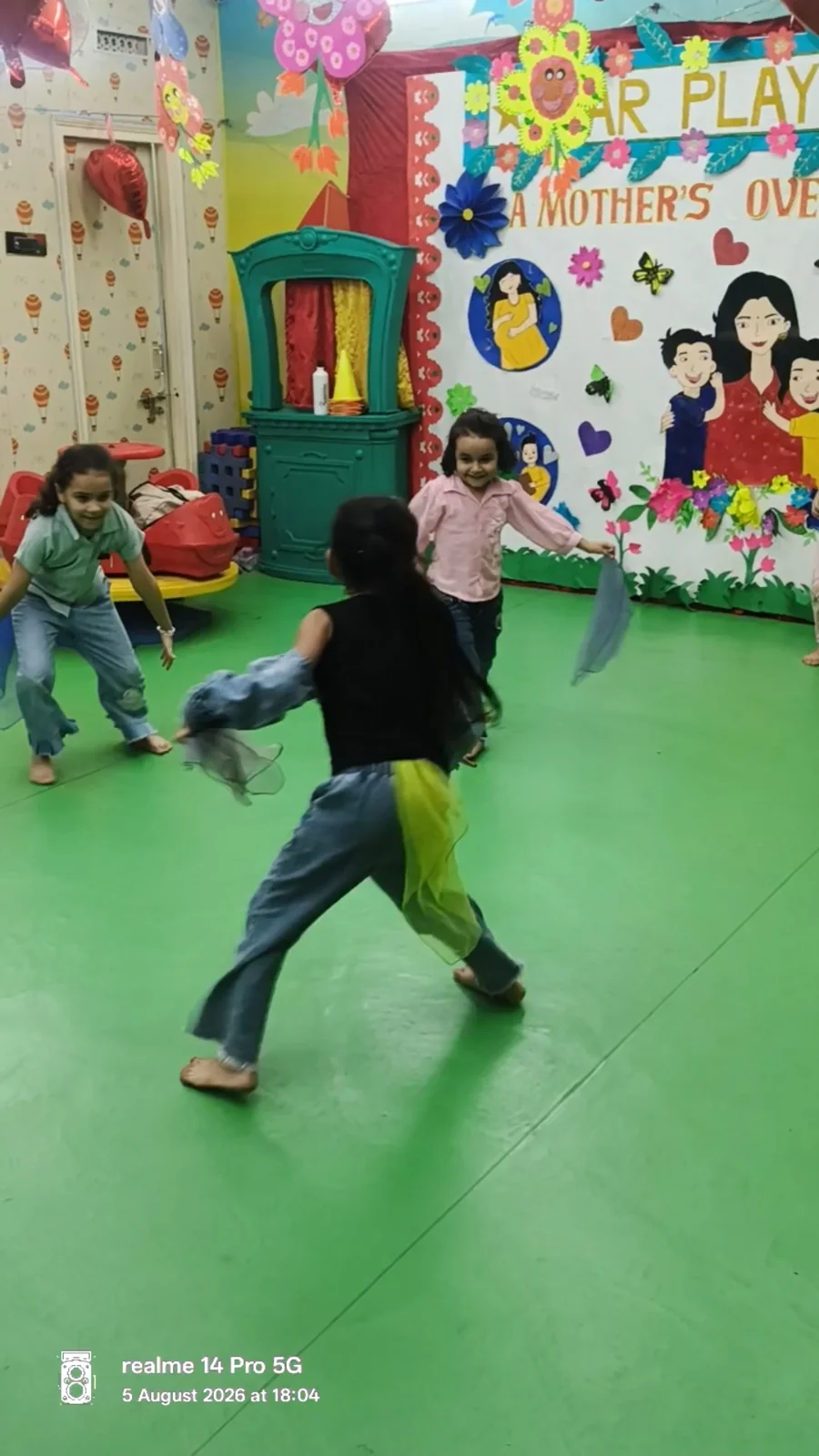 A child practising movement and coordination